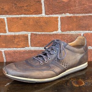 Magnanni Grey Leather Casual Shoes Sneakers